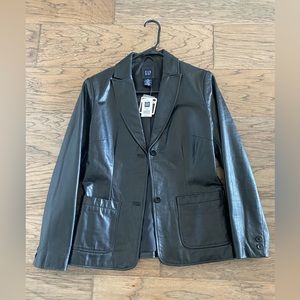 NWT Gap Black Leather Jacket Blazer